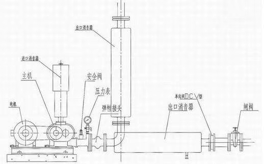 三葉（標準型）羅茨風(fēng)機結(jié)構(gòu)圖